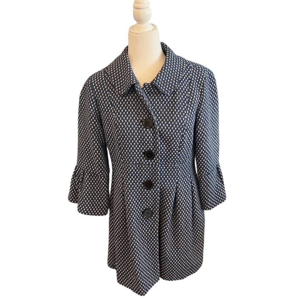 Beautiful AB Studio Tweed Wool Peplum Pea Coat